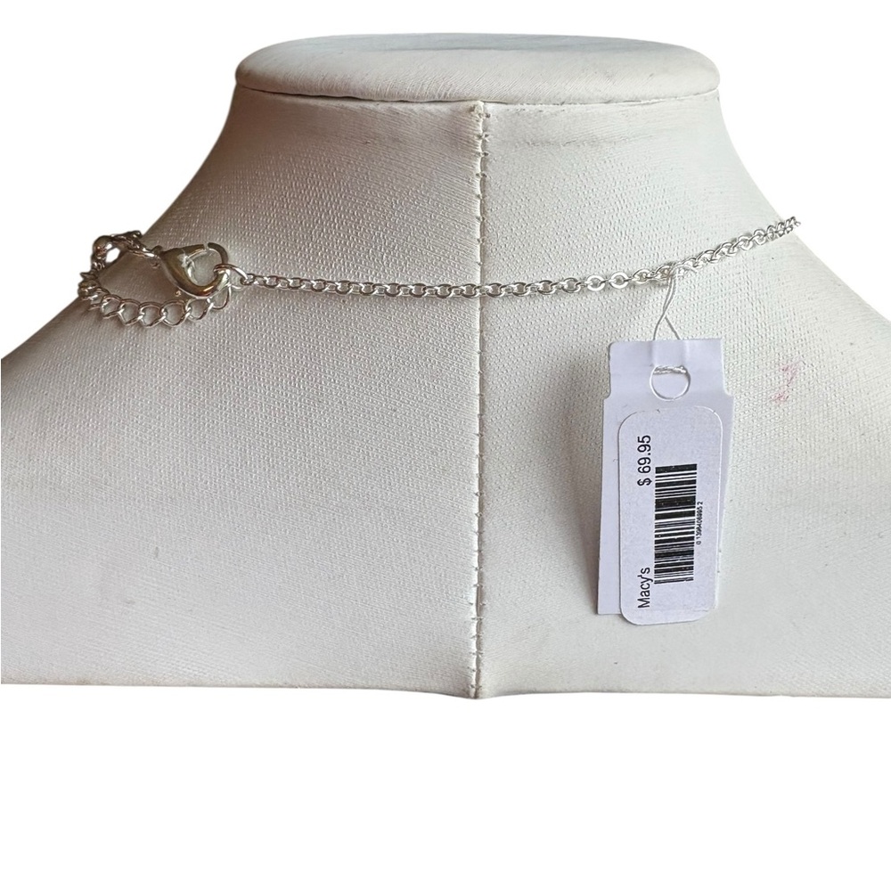 Charter Club Silver Necklace with Green and Purple Details - Picture 4 of 4